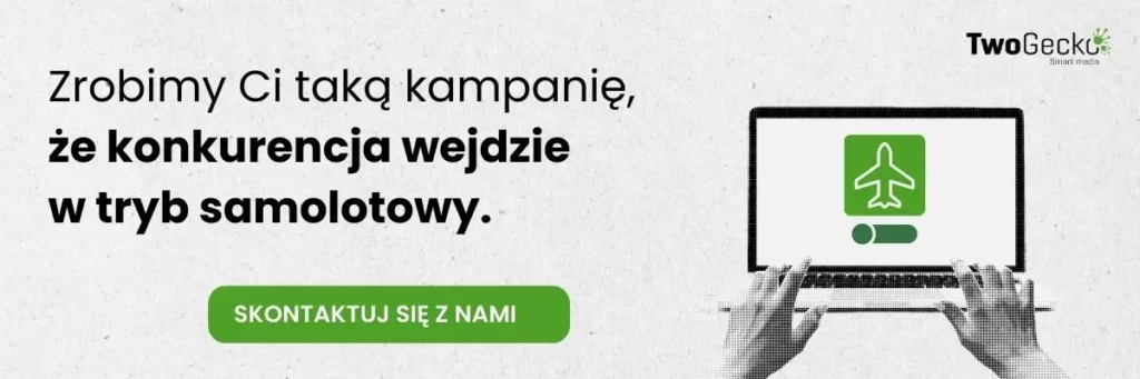 Baner marketingowy z hasłem kampanii i przyciskiem Skontaktuj się z nami – zaproszenie do kontaktu.