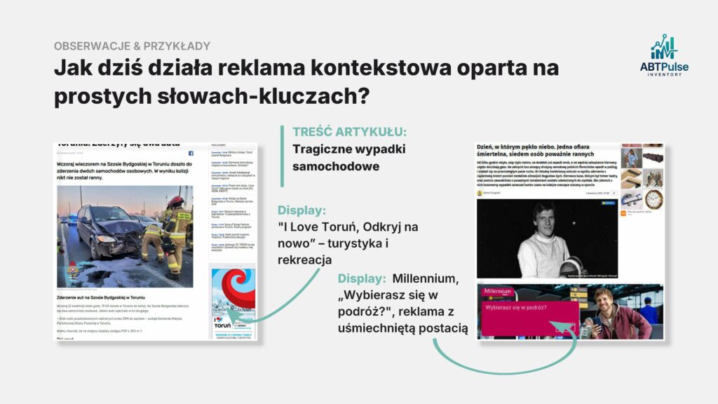 Baner turystyczny przy artykule o tragicznych wypadkach samochodowych