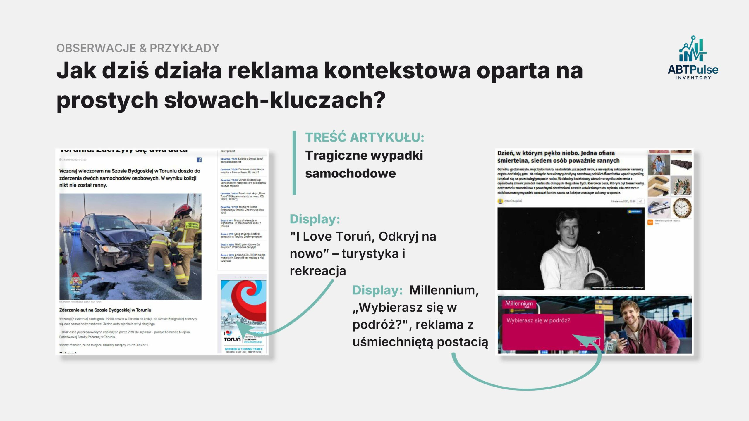 Baner turystyczny przy artykule o tragicznych wypadkach samochodowych